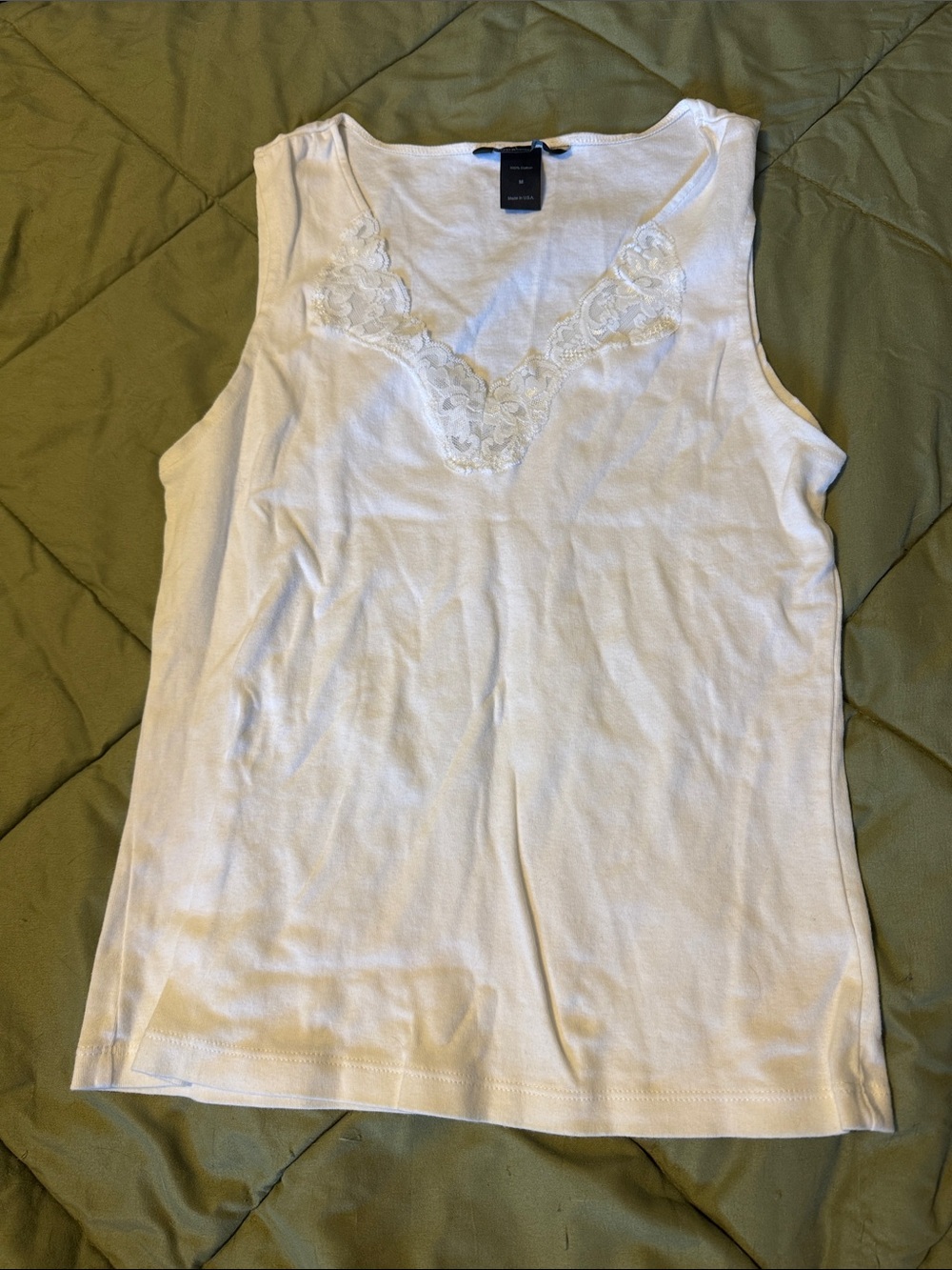 Moda International White Lace V-Neck Tank Top